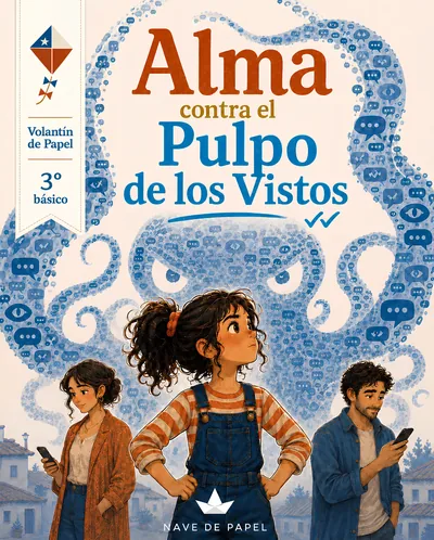 Portada del libro Alma contra el Pulpo de los Vistos, colección Volantín de Papel, 3.º básico